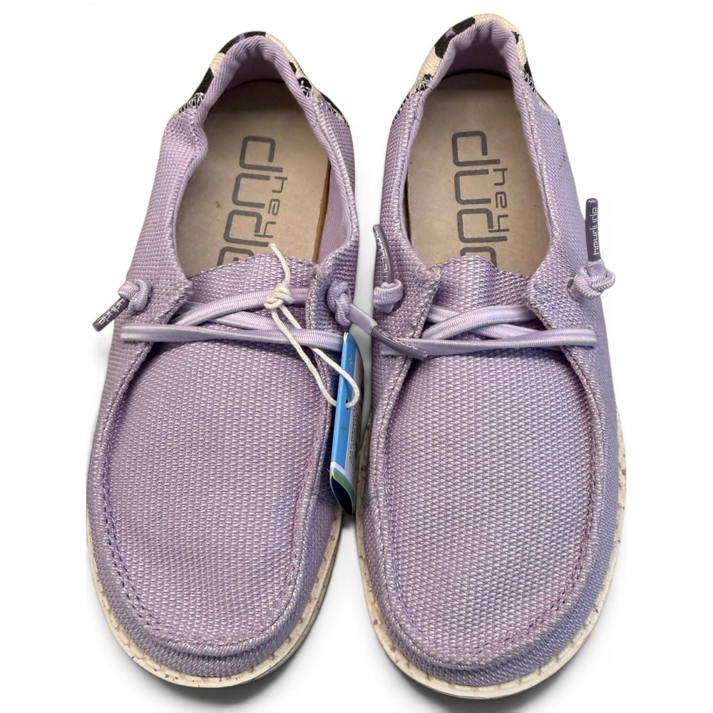 Hey Dude Wendy Kids Lavender & Leopard Print Slip On Loafers K13 Barely Worn!